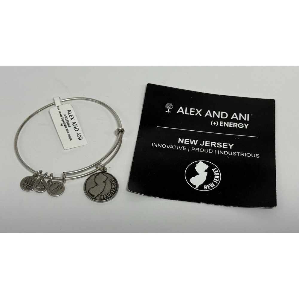 Alex And Ani Energy New Jersey Silver Toned Bangle Bracelet New With Card